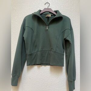 Forest Green Women's Half-Zip Cropped Sweatshirt XS